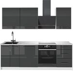 Vicco K&uuml;chenzeile Fame-Line, Anthrazit Hochglanz/Wei&szlig;, 230 cm | 7 Module &middot;