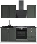 Vicco Singlek&uuml;che Fame-Line, Gr&uuml;n-Gold Landhaus/Wei&szlig;, 190 cm | 5 Module &middot;