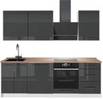 Vicco K&uuml;chenzeile Fame-Line, Anthrazit Hochglanz/Wei&szlig;, 230 cm | 7 Module &middot;