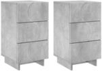 vidaXL Nachttisch 2 pcs Betongrau 33,5 x 34,5 x 60 cm Holzwerkstoff