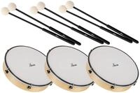 XDrum HTM-10K Handtrommel mit Schl&auml;gel 3x Set, Durchmesser: 10" (25 | 4 cm),