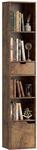 HOMCOM B&uuml;cherregal Schmal mit 6 Ebenen, Schublade, 30 x 24 x 158 cm, Braun 