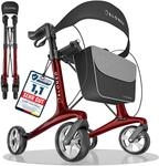 Carbon Rollator faltbar und leicht mit Sitz, Leichtgewicht-Reiserollator...