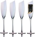 INTIRILIFE 4x Champagner Glas mit moderner Kante und Regenbogen Schimmer - 150...