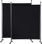 QUICK STAR 2 St&uuml;ck Paravent 150 x 190 cm Schwarz - Raumteiler Stellwand...