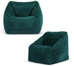 Icon Natalia Cord Sitzsack Kinder Sessel mit F&uuml;llung, 2er Pack, Blaugr&uuml;n | In