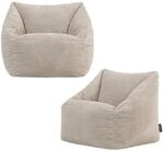 Icon Natalia Cord Sitzsack Kinder Sessel mit F&uuml;llung, 2er Pack, Beige | In
