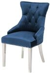 Stuhl CASTLE DELUXE - 53cm - royalblau - Samt Nosagfederung Chesterfield