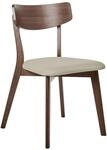 Esstischst&uuml;hle 2er Set gepolstert Stoff braun / beige mit Holzbeinen Hope