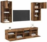 vidaXL TV Wand Einheiten mit LED 5 STK. Altholz Holzwerkstoff