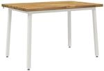 vidaXL 120 x 80 x 75 cm Massivholz Akazie Wei&szlig; Rechtwinklig