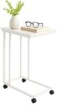 Relaxdays Beistelltisch mit Rollen, HxBxT: 68 x 50 x 35 cm, MDF, Metall, C-Form,
