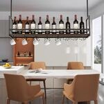 [en.casa] Weinregal Borejle 120 x 30 x 65 cm Schwarz/Walnussoptik |...
