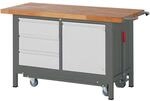 STIER Werkbank Premium mit abs. Fahrgestell, 3 Schubladen und 1 Fl&uuml;gelt&uuml;r...