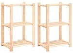vidaXL Lagerregale 3 B&ouml;den 2 STK. 60x38x90cm Massivholz Kiefer 150kg