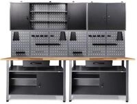 Ondis24 Werkstatt Set Klaus 240 cm &ndash; 2 Werkb&auml;nke, Werkzeugschr&auml;nke 80 cm &...