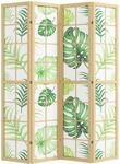 HOMCOM Paravent Faltbar Freistehend 4-teilig 160 x 170 cm Naturholz+Gr&uuml;n