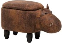 Fr&ouml;hlicher Hippo-Hocker Lederoptik mit Deckel f&uuml;r Kinder hellbraun HIPPO