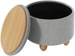 WOLTU Hocker mit Stauraum, Sitzhocker Gepolstert rund, Couchtisch mit