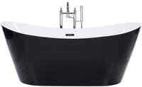 Edle Acryl Badewanne oval freistehend schwarz mit &Uuml;berlauf 150 x 75 cm Antiqua