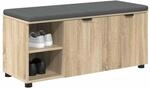 vidaXL Flurbank mit Kissen mit Regal Sonoma-Eiche 100 x 38 x 46 cm, Stylische