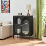 [en.casa] Sideboard Karlskrona K&uuml;chenschrank mit 2 Glast&uuml;ren Mehrzweckschrank...