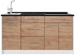Vicco K&uuml;chenblock Fame-Line, Goldkraft Eiche/Wei&szlig;, 150 cm | 3 Module &middot;