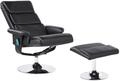 Beliani Massagesessel Kunstleder schwarz mit Heizfunktion, Timer und Fu&szlig;hocker
