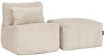 Icon Noa Cord Sitzsack Sessel und Hocker mit F&uuml;llung, Modular Sofa, Beige | In