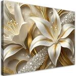 Feeby Leinwandbilder - Deko Bilder - Lilien Glamour Gold Kunst - Canvas 60x40...