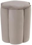 Beliani Pouf Hocker Samt beige Taupe Blumenform ⌀ 39 cm Polsterhocker 45 cm...