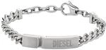 Diesel Herren Silberfarbenes Edelstahlarmband mit Karabinerverschluss