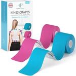 Health Press Kinesiotapes, Blau + Rosa, 5cm x 5m, 2 Rollen | Kinesiologie Tape Sport,