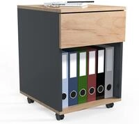 VCM Rollcontainer Anthrazit/Honig-Eiche 39x45x55 cm 1 Schublade mit Rollen |...