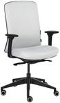 Beliani Ergonomischer B&uuml;rostuhl Stoff hellgrau verstellbare Lendenwirbelst&uuml;tze