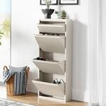 [en.casa] Schuhschrank Sokndal Schuhkipper mit 4 Klappen Metall Schuhkommode...