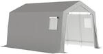 Outsunny Ger&auml;tehaus mit Satteldach mit T&uuml;ren 300 x 447 x 255 cm Hellgrau 