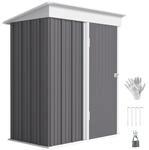 Outsunny Metall Ger&auml;tehaus 1,36m&sup2; mit Pultdach 161 x 95 x 181cm Grau |...