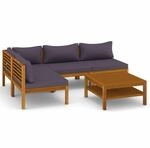 vidaXL 5-TLG. Garten-Lounge-Set mit Auflage Massivholz Akazie