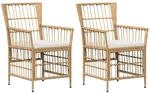 vidaXL Gartenst&uuml;hle 2 STK. Natur PE Rattan, Stahl und Polyesterstoff