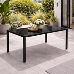 Mojawo Gartentisch Esstisch Outdoor Glastisch Black Line Gartenm&ouml;bel 150x80 cm