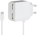 LogiLink PA0157W USB Steckdosenadapter mit Micro-USB-Kabel, 2x USB-Port, 10.5W