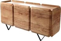 DELIFE Kommode Kiano Akazie Natur 145 cm 3 T&uuml;ren V-Fu&szlig; Schwarz Raumteiler