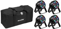 EUROLITE Set 4x AKKU Mini PARty RGBW Spot MK2 + Soft-Bag