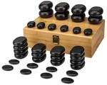 Massagestein Set St&uuml;ck Hei&szlig;e Steine Naturstein Bambusstein Elegante Box (Set