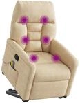 vidaXL Massagesessel mit Aufstehhilfe Creme Mikrofasergewebe
