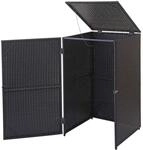 PROREGAL M&uuml;lltonnenverkleidung, HxBxT 110x65x66 cm, Poly-Rattan 120l, Schwarz,