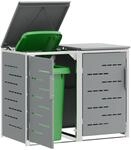 vidaXL M&uuml;lltonnenbox for 2 Bins 240L Edelstahl Grau
