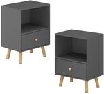 [en.casa] Beistelltisch 2er Set Sundsvall 40 x 30 x 54 cm Dunkelgrau 
