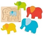 Schichtenpuzzle Elefant 17,5 x13,5 x 1,7 cm, Holz, 5 Schichten, 5 Teile, per...